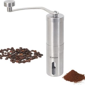 Koffiemolen handmatig - Premium espressomolen en koffiemolen - verstelbare maalgraad - 165 x 45 x 22 cm - roestvrij staal zilver