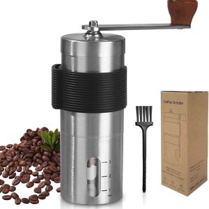 Koffiemolen met Keramisch Maalwerk voor Thuis en Reizen - Handmatige Koffiemolen met Reinigingsborstel