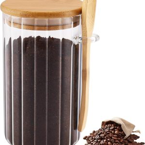 Koffieopbergdoos, 720 ml koffievacuümcontainer, koffieblik luchtdicht glas met lepel, koffiepaddoos voor het bewaren van koffiebonen, cacao, noten, suiker, bonen, thee-opslag
