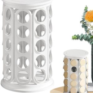 Koffiepad Opslag - Koffietas Organizer - Aanrecht Opruimen - 360 Graden Draaibaar - 35x195x35 cm - Wit