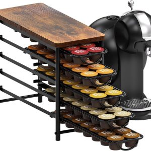 Koffiepadhouder Lade - Capsule Organizer - Keuken Organiseren - Stil En Zacht Glijden - 72 Capsules - Hout Metaal