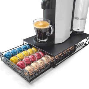 Koffiepadhouder lade opslag keuken organizer compatibel met Vertuoline Stores 40 pods zwarte kleur (koffiepads NIET inbegrepen)