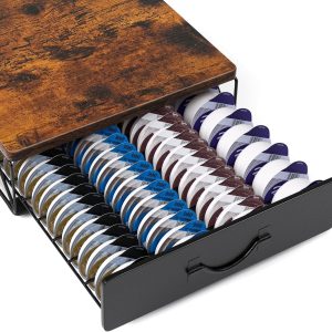 Koffiepadhouder voor Tassimo 64 capsules, opslag voor koffiepads met vintage top voor Tassimo-machine, antislip, anti-vibratie ontwerp Pod Station Organizer (niet inbegrepen peulen)