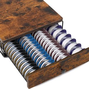 Koffiepadhouder voor Tassimo 64 capsules, opslag voor koffiepads met vintage top voor Tassimo-machine, antislip, anti-vibratie ontwerp Pod Station Organizer (niet inbegrepen peulen)