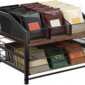 Koffiepods Organizer - Opbergrek Lade Houder - Koffie Station Inrichten - Verticale Ruimtebesparing - 37x30x28cm - Niet gespecificeerd