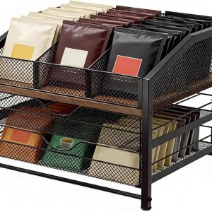 Koffiepods Organizer - Opbergrek Lade - Koffiestation Inrichten - Verticale Opslagruimte - 37x30x28cm - Zwart