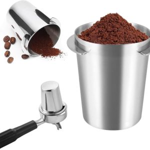 Koffieportafilter Doseerbeker Rvs 58mm Poedertoevoerdeel Koffiemolen voor Espressomachine Zilver