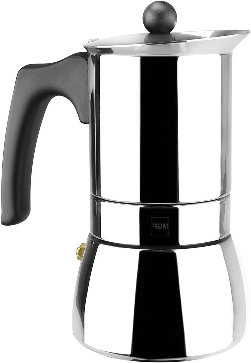 Koffiepot Roestvrij Staal - Moka Pot Percolator - Koffie Zetten - Volledig Inductie Bodem - 10 Cups - Zilver