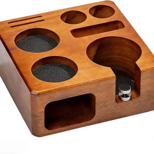Koffiestamper Station - Barista Hout Blok - Koffie Bereiden - Massief Walnoothout - 58 mm - Bruin