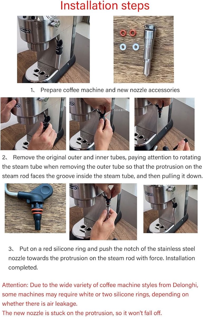 Koffiestoomspuitmond van RVS, geschikt voor espressomachines, ideaal voor melkschuim en latte art