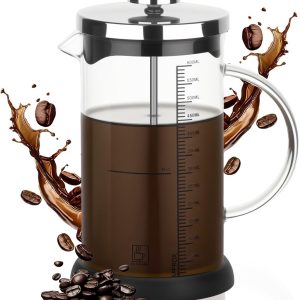 Koffiezetapparaat met Franse pers, 600 ml, espressomachine en theepot met drievoudig filter, voor thuis of op de camping
