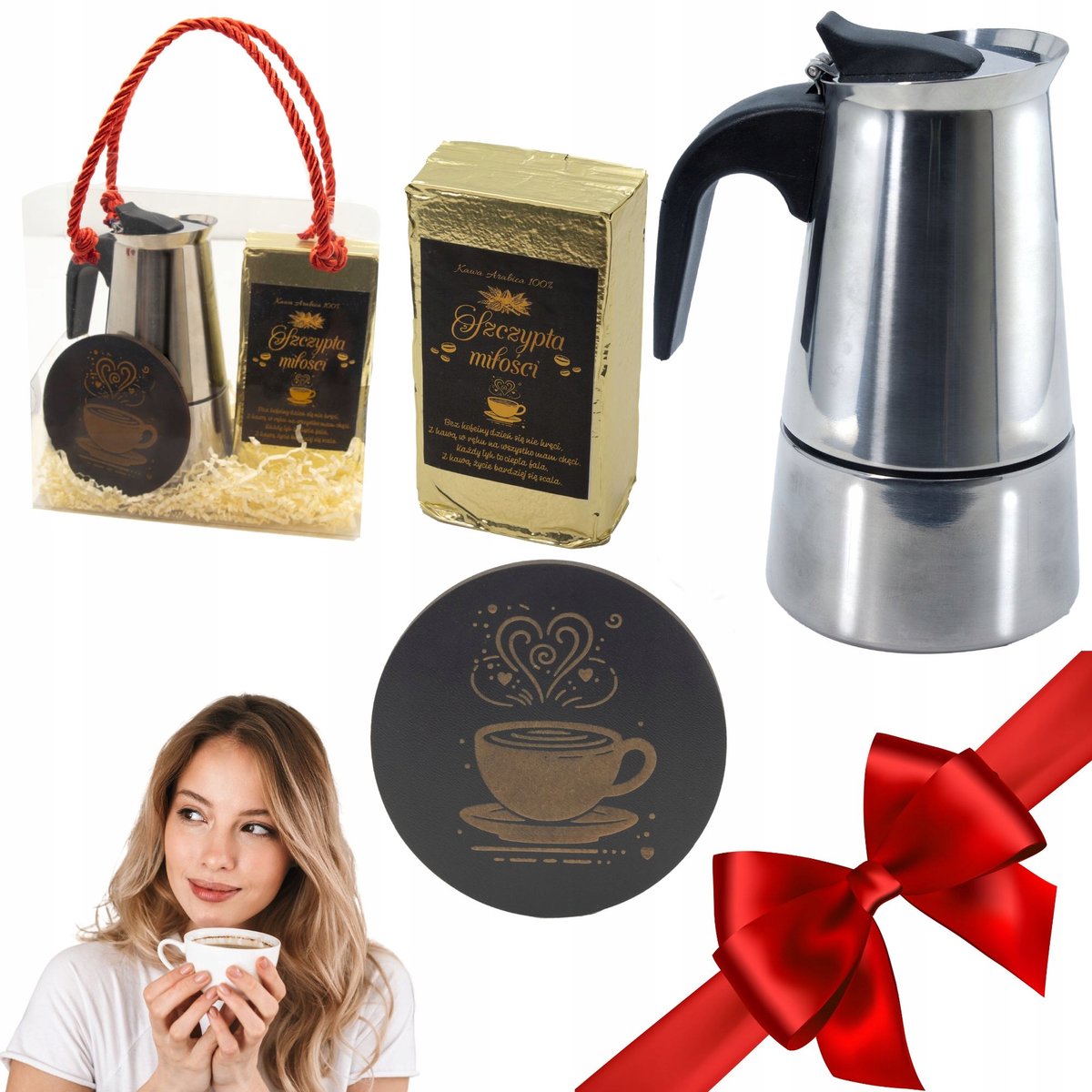 Koffiezetter Set met Onderzetter - Perfect Cadeau