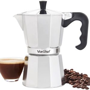 Kookplaat 6 kopjes aluminium espressomachine - Italiaans design - 300 ml - gas en elektrisch fornuis - moka pan - vervangende pakking - filter Koffiepot
