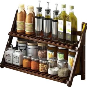 Kruidenrek Organizer - Opbergrek Keuken - Netjes Opbergen - 2 Lagen Bamboe - Groot Formaat - Naturel