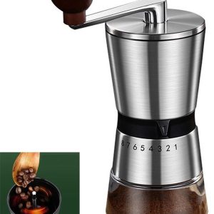 LISM-Handmatige koffiemolen met 8 fijnmaalstanden en een keramische maalkern van 36 mm, geschikt voor filterkoffie, espresso, French press en Turkse koffie.