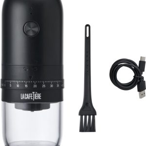 La Cafetière Koffiemolen Elektrisch - Koffiebonen maler - Bonenmaler - Keramisch Maalwerk - 40 Maalstanden - Draadloos & USB Oplaadbaar - Draagbaar - Matzwart - 60 g - 200ml
