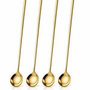 Lange IJs- en Koffielepels - Set van 4 - voor Ijskoffie, Desserts en IJsthee