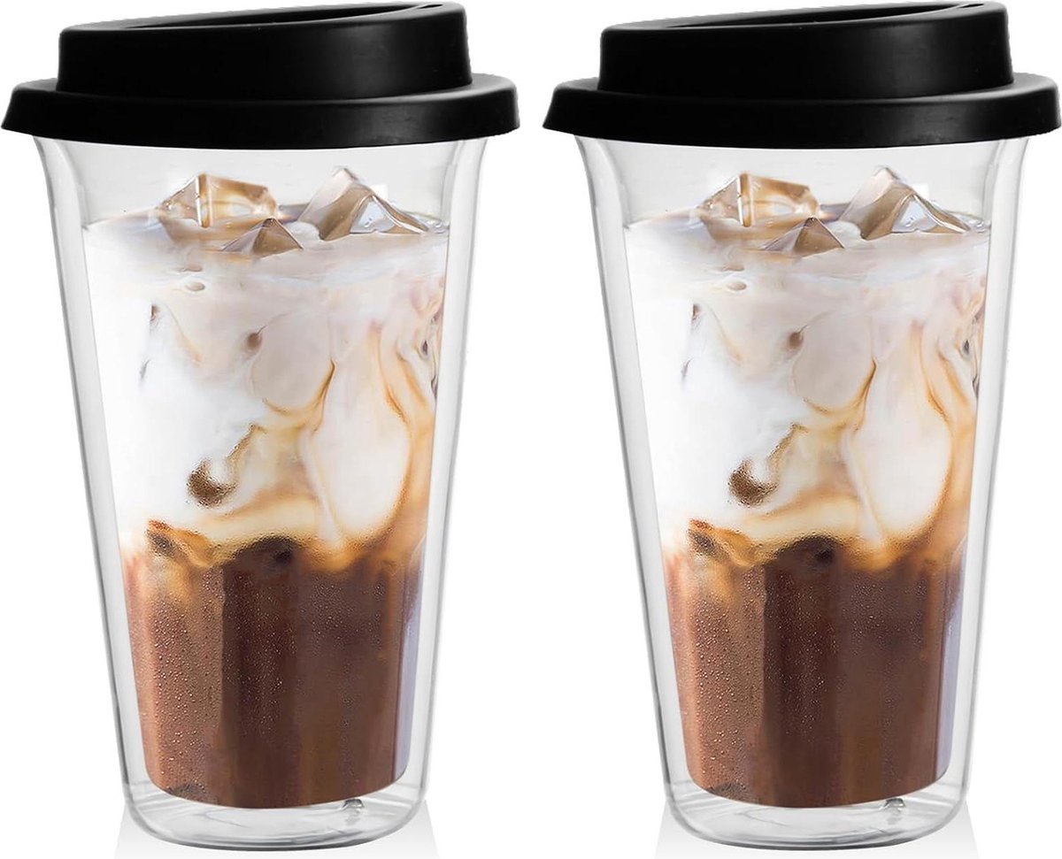 Latte Macchiato glazen - dubbelwandig - 2 stuks - thermoglazen - 360 ml - cappuccinoglazen - voor thee - ijskoffie - bier latte macchiato glazen