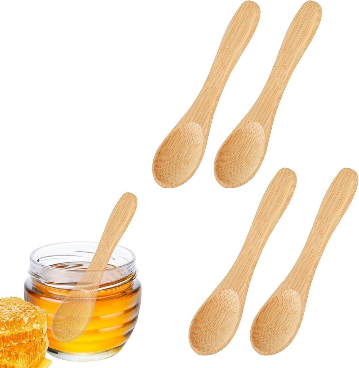 Lepel, 8,9 cm, kleine lepels voor kruidenpotjes, honing, thee, sauzen, zout, suiker, peper, koffie, ijs, 4 stuks
