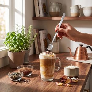 Lepel met Lange Handgreepbalk, Modieuze Druppel Vorm Cocktail Roeren Lepel voor Drankje, Koffie Thee Was Wax Kaars (Vierkante kop 17 cm lepel)