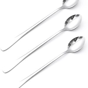 Lepel met Lange Steel, 3-delige Roestvrijstalen Koffielepel voor Keuken (Puntige neus: 5,4 x 4,4 x 2,6 cm / 2,1 x 1,7 x 1)