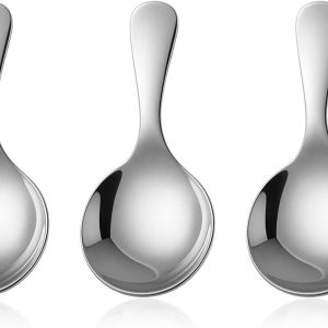 Lepels met korte steel, 3 stuks roestvrijstalen theelepels spiegel polijsten bestek lepels mini suiker kruidenlepel roerlepel voor specerijen dessert thee koffie