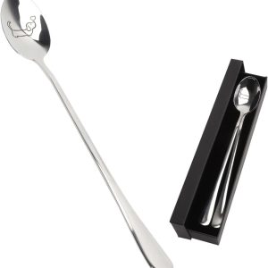 Lepelset van roestvrij staal hondendesign 2 stuks koffielepel dessertlepel met zwarte geschenkdoos voor thee koffie dessert cadeau voor hondenliefhebbers