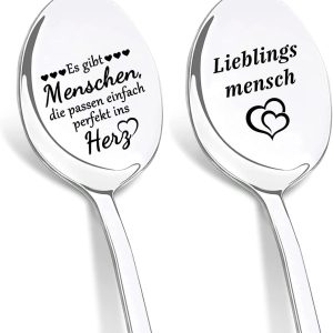 Liebe Dich, cadeaus voor vrouwen, 2-delige koffielepels met gravure, cadeau voor man, liefdeslepel, huwelijksdag, Kerstmis, cadeaus voor mannen, partner, paar, vriendin, vrouwen