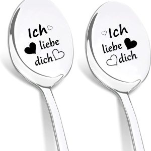 Liebe Dichlepel, koffielepel met gravure, kleine paascadeaus voor volwassenen en vrouwen, Ich liebe Dich, cadeaus voor mannen, liefdeslepel, verjaardag, huwelijksdag, cadeaus voor vrouwen