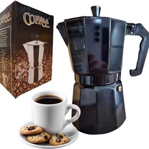 Lifestyleboss Zwarte Moka koffie percolator 150 ml, 3 kopjes, klassieke espressokan -aluminium voor alle warmtebronnen behalve inductie - Italiaans koffiegenot