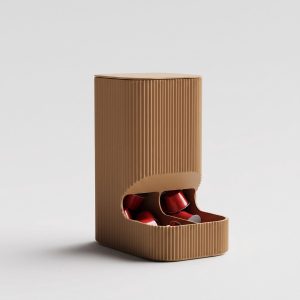 Luxe Koffie Capsule Dispenser met Geribbelde Structuur - Modern Koffiecuphouder voor Nespresso, Vertuo & Dolce Gusto | Karamel | 22 cm