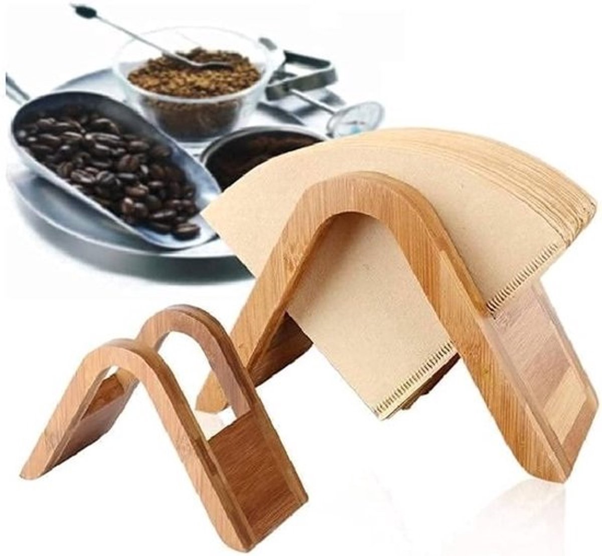 MK Stoer-koffiefilterhouder - Opbergrek voor filterpapier - Geschikt voor espressomachine - Hout - Organizer - Koffieaccessoire