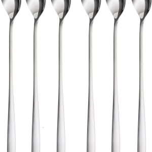 Macchiato Lepelset, 6-delig, 22 cm - lange lepel voor cocktails en desserts, gepolijst roestvrij staal, vaatwasmachinebestendig
