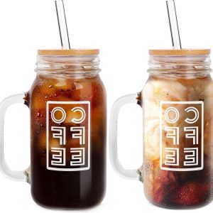 Mason Jar Iced Coffee Cup - 24 oz Regular Mouth Glas - Met Deksel en Rietje - Herbruikbare Bekers - Voor IJskoffie - Kantoor en Reizen