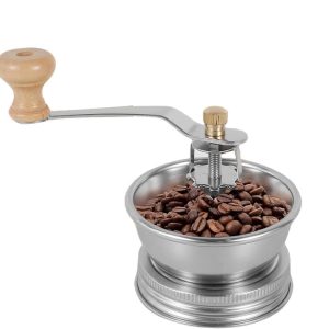 Mason Jar Koffiemolen - Handmatige Molen - Verse Koffie Malen - Brede Mond Compatibel - 86 mm - Zilver