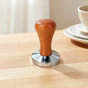 Massief houten tamper Geschikt voor schroefdraad Geschikt voor espressomachines, roestvrijstalen tamper 51