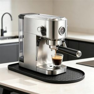Mat voor koffiezetapparaat van siliconen, multifunctionele mat met verhoogde randen, 20 x 40 cm, waterdicht en antislip, compatibel met De'Longhi Dedica Style en andere espressomachines