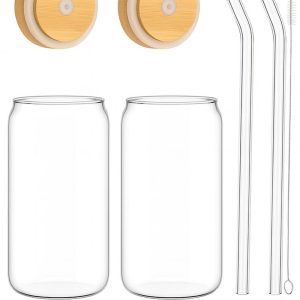 Maxium Glazen set - Glazen Koffie Beker - 2 Stuks - Drinkbeker 500ML - Koffiebeker - Cocktail & Ijskoffie Glas - Theemok - Matcha glas - Matcha accessoires - Inclusief Glazen Rietjes & schoonmaakborstels