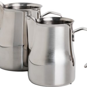 Melkkannetje Opschuim Set - Zilver - 2 Stuks - 350ml + 500ml - RVS - Italiaans - RVS - Melkopschuimkan - Melkkan - Espressomachine - Barista Essentials
