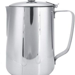 Melkopschuimkan, 6.1oz ~ 23.99oz Stomende Kannen Roestvrijstalen Koffiekop Mok Melkopschuimende Kan Koffiekan met Deksel voor Espressomachines Latte Coffee Art Barista Tool(1000ML)