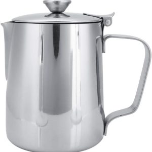 Melkopschuimkan, 6.1oz ~ 23.99oz Stomende Kannen Roestvrijstalen Koffiekop Mok Melkopschuimende Kan Koffiekan met Deksel voor Espressomachines Latte Coffee Art Barista Tool(350ml)
