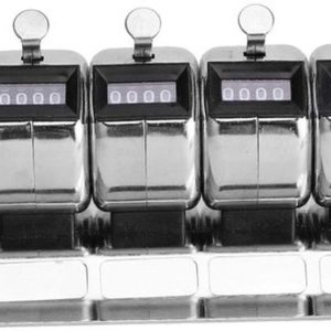 Metalen handteller, 4-cijferige 5-eenheid positioneerder, roestvrijstalen mechanische teller, handmatige klik-teller, zilver