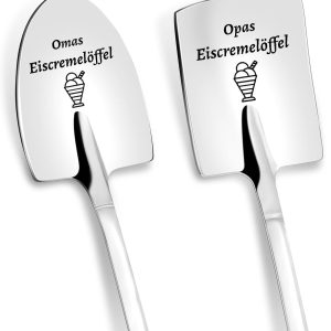 Moederdagcadeaus voor oma, 2 ijslepels met gravure, vaderdagcadeaus voor opa, praktisch voor mannen en vrouwen, gepersonaliseerde ijslepelgeschenken voor beste oma opa