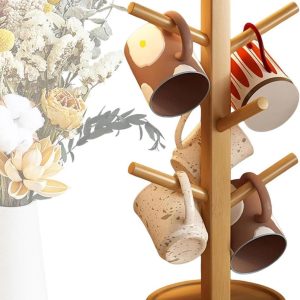 Mokkenhouder Boom - Koffiecup Organizer - Keuken Opbergen - Ruimtebesparend Ontwerp - 28 x 15 cm - Natuurhout
