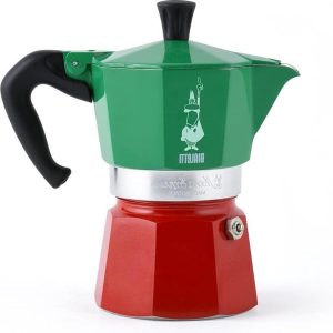 Monda Italia Espressomachine - Aluminium - Groen/Rood - 30 x 20 x 15 cm Koffiepot