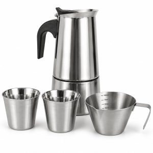 My Green Deal RVS Percolator Set 600 ml - Inductie - 2 Espressokopjes 80 ml - Espresso Schenkkan 100 ml - 4-delige Koffieset