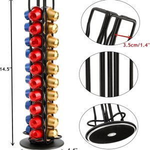 Nespresso Capsulehouder - Capsulehouder Voor 40 cups - Koffiecups houder Zwart 360° draaibaar - Anti Slip