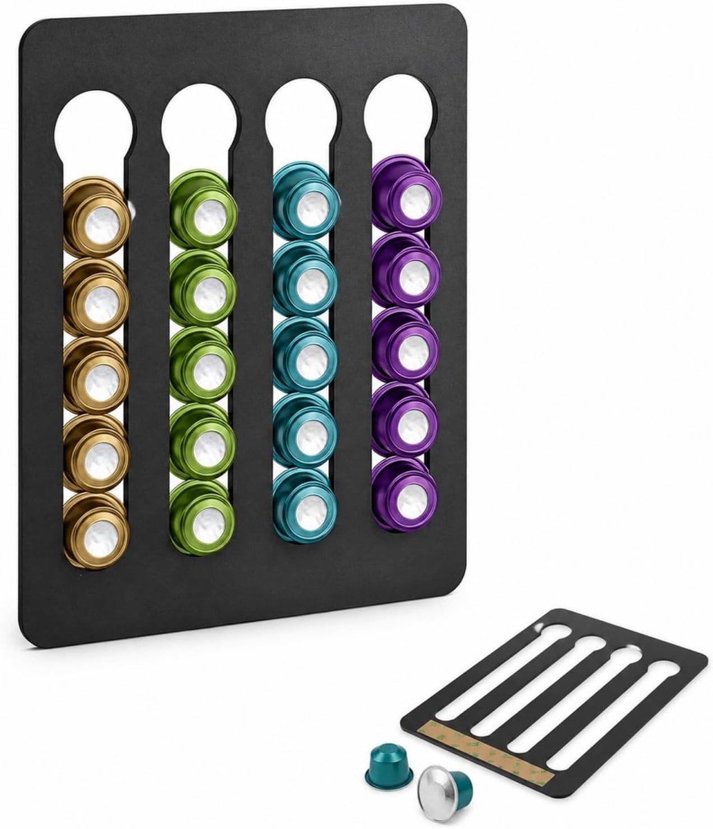 Nespresso capsulehouder voor 20 capsules, roestvrijstalen koffiecapsulehouder, ideaal voor keukenkasten en ruimtebesparend ontwerp