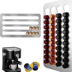 Nespresso capsules, 2 stuks capsulehouders muur zonder boren, capsulehouder, kast, capsulehouder roestvrij staal, koffiecapsulestandaard, capsulestandaard voor 40 koffiecapsules