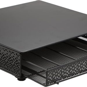 Netwerkcollectie, enkele portie koffiepadlade, capaciteit 36 koffiepads, koffiezetapparaatbasis, massief metalen blad met decoratieve gaaslade, 9,5 "L x 12,25 "B x 2,5 "H, zwart
